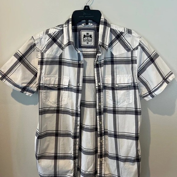Express Other - Express Men's Casual Black and White Checkered Shirt